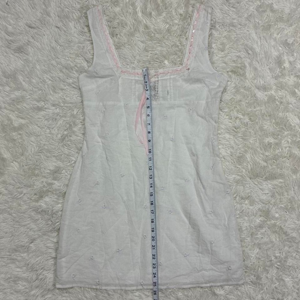 Cute Fairycore Cottagecore coquette Princess Polly white mini dress pink ribbon - Picture 4 of 6